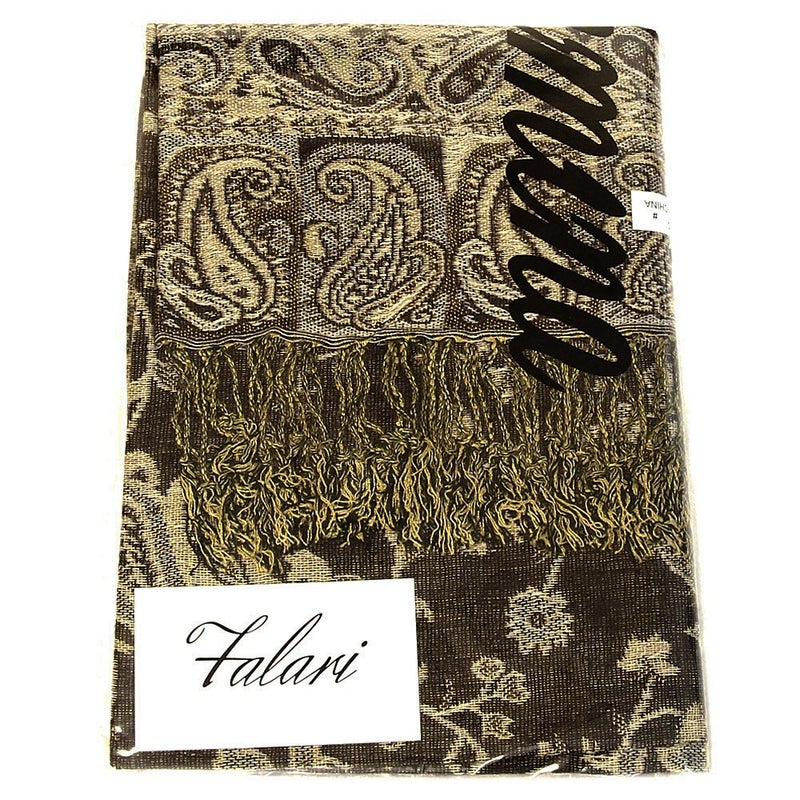 Falari Women's Woven Paisley Pashmina Shawl Wrap Scarf 80" x 27" (Style 1 - Brown) - Image 4